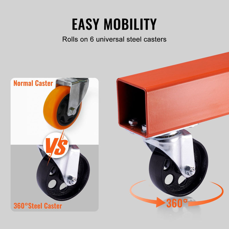 Hydraulic Engine Hoist With Lever, 2 Ton Capacity, Foldable Design For Auto Repair - Orange