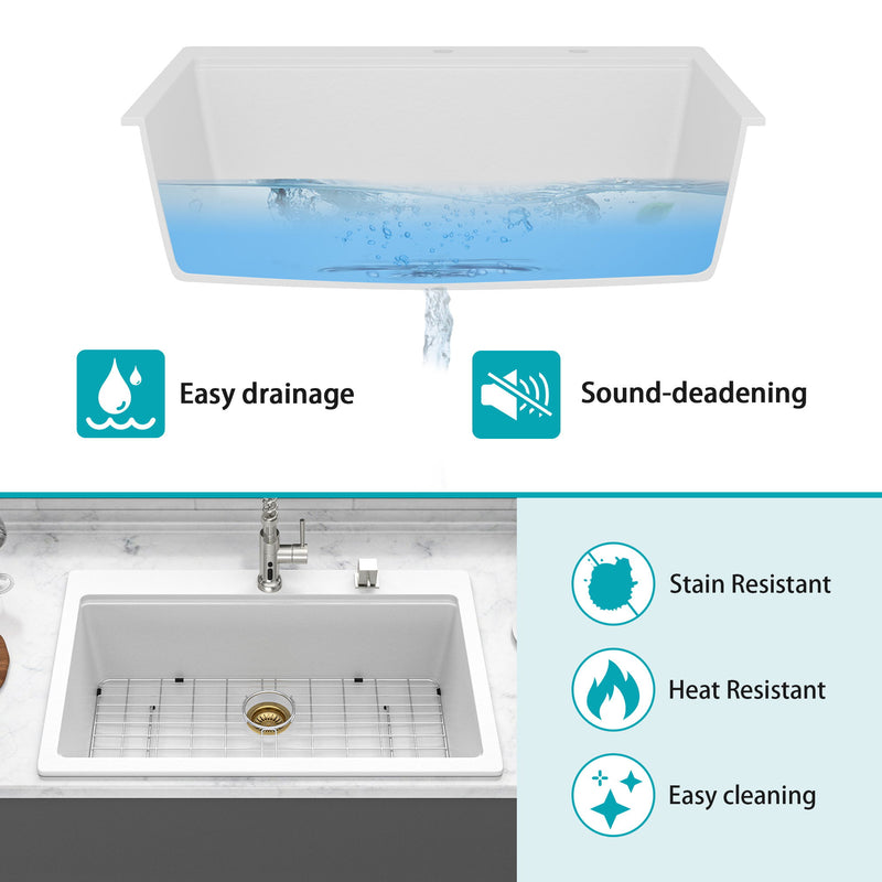 Granite Composite Quartz Kitchen Sink With Workstation Features And Drop In Design