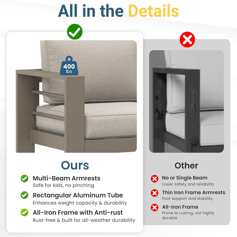 Modern All-Weather Patio Armchairs With Thick Cushions (Set of 2)