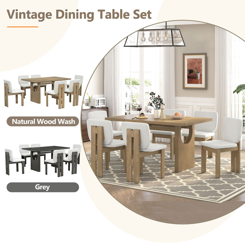 Dining Table Set For 6 With Upholstered Chairs