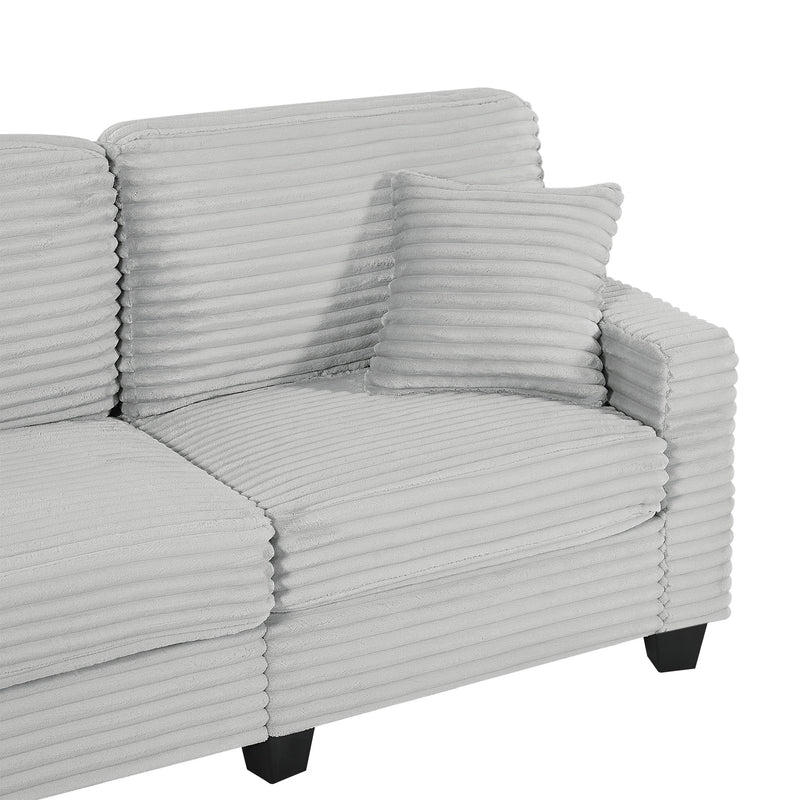 Upholstered U-Shaped Sectional Sofa With Movable Ottoman And Side Storage Pockets