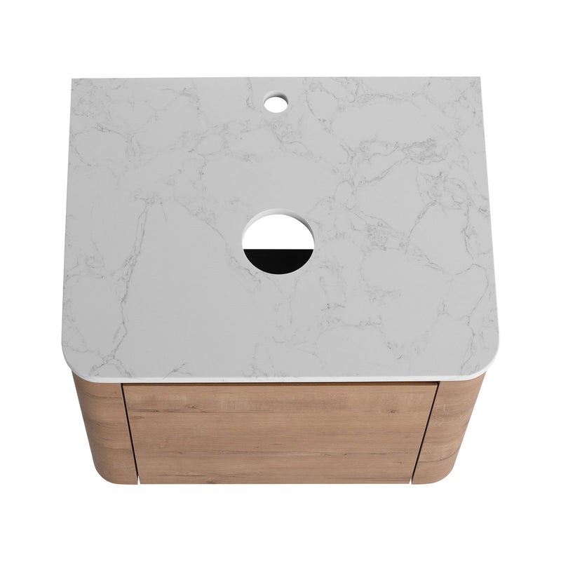Wall Mounted Bathroom Vanity With Art Sink, 1 Storage Shelf, 2 Soft Close Doors