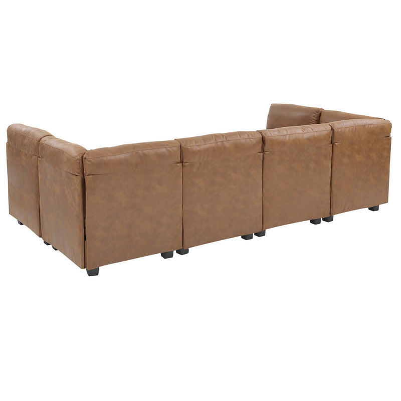 Modular Sectional, Customizable Layout, Removable Cushions - Brown