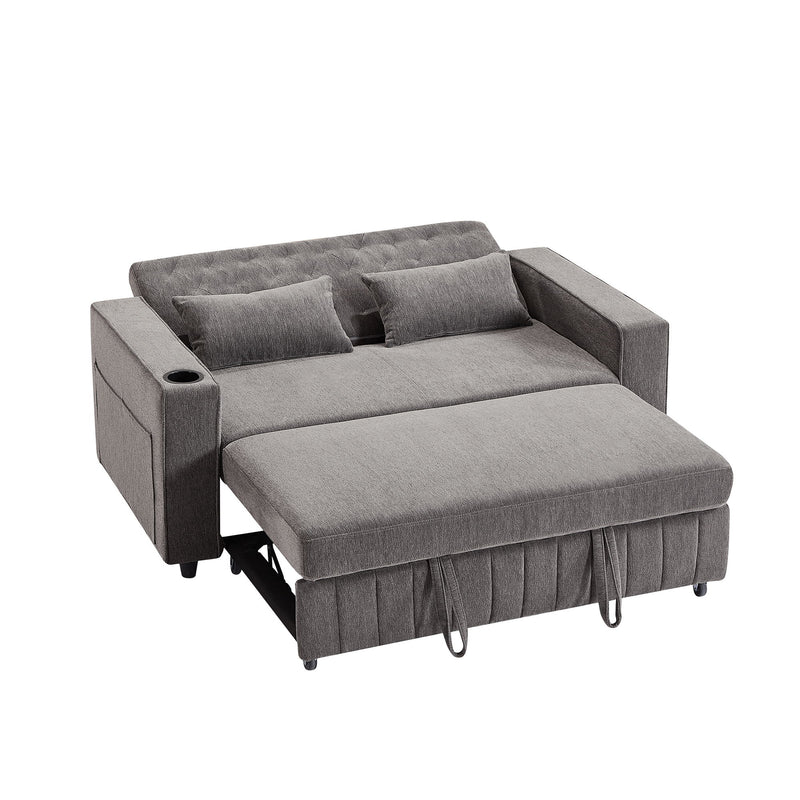 Pull-Out Sofa Bed Convertible Couch With Adjustable Backrest For Living Room