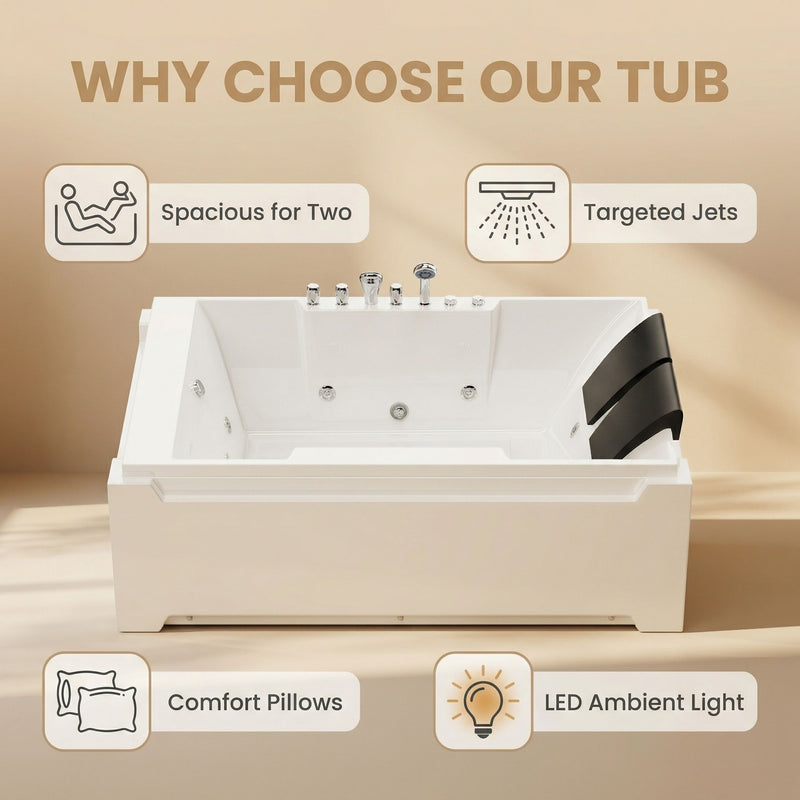 Xavier - Massage Double Bathtub - Milk White