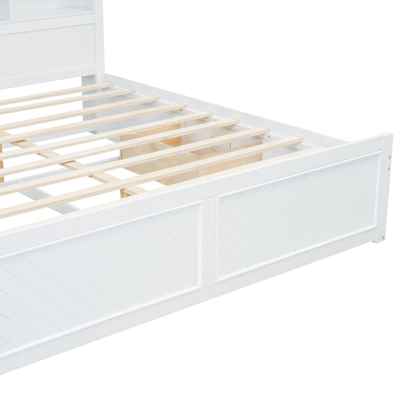 Platform Bed With Multi Storage Headboard, USB And Drawers