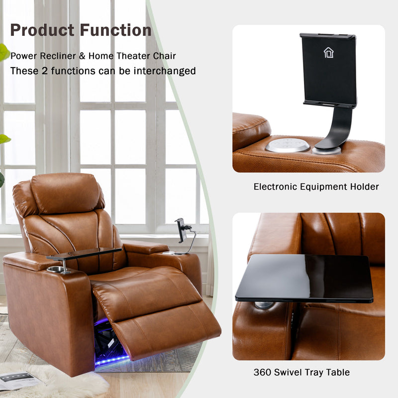 Power Motion Recliner Electric Power Recliner With USB Charging Port, Hidden Arm Storage, Convenient Cup Holder And tooth Speaker