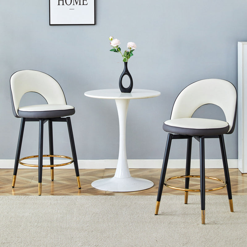 Upholstered Rotatable Bar Chair With Metal Legs For Dining Room
