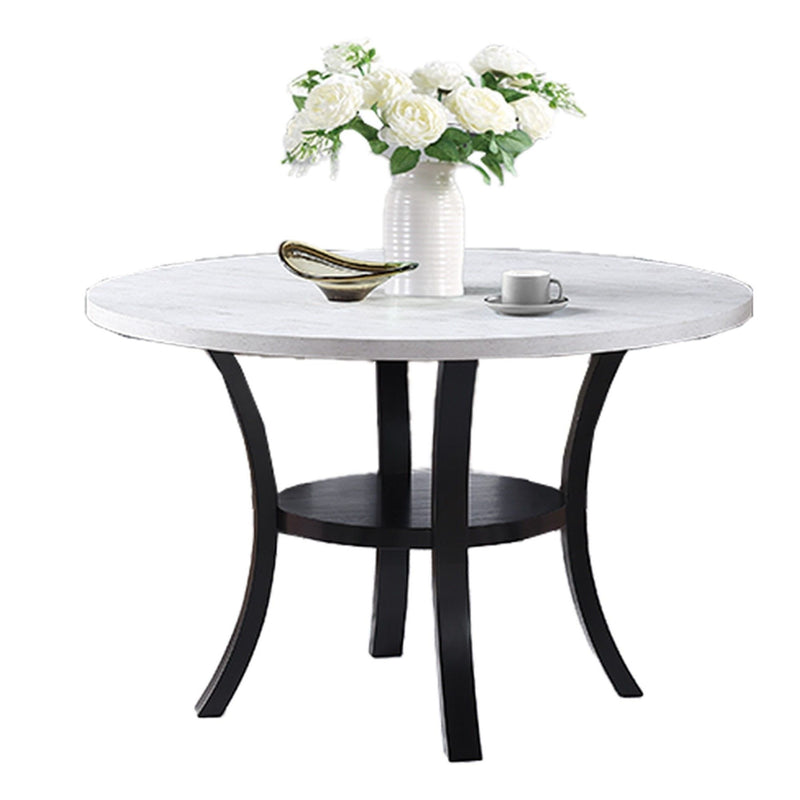 Elegant 5 Piece Dining Set Dark Chairs Top Table With Lower Shelf Kitchen Dining Room
