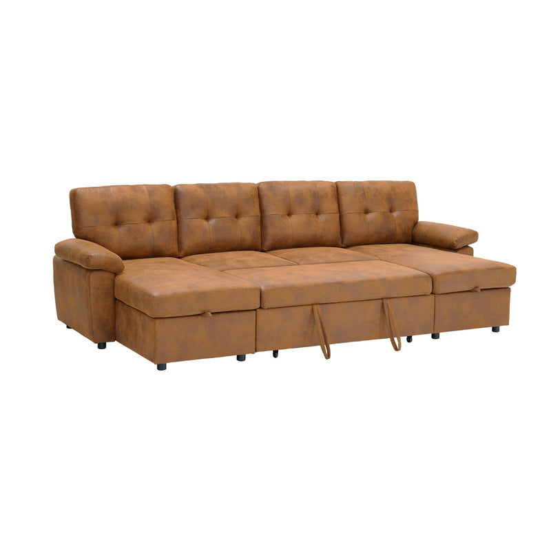 Convertible Sectional Sofa Bed With Pull Out Sleeper And Storage