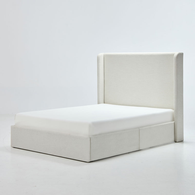 Carmen - Full Size Upholstered Wingback Bed - Ivory