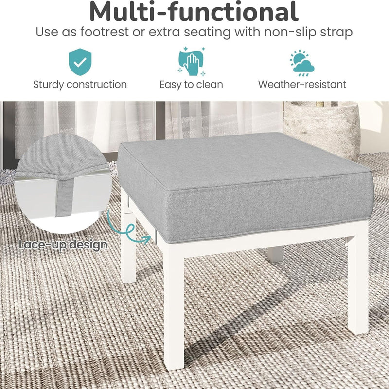 Patio Ottomans With Cushions, All-Weather Footrests (Set of 2)