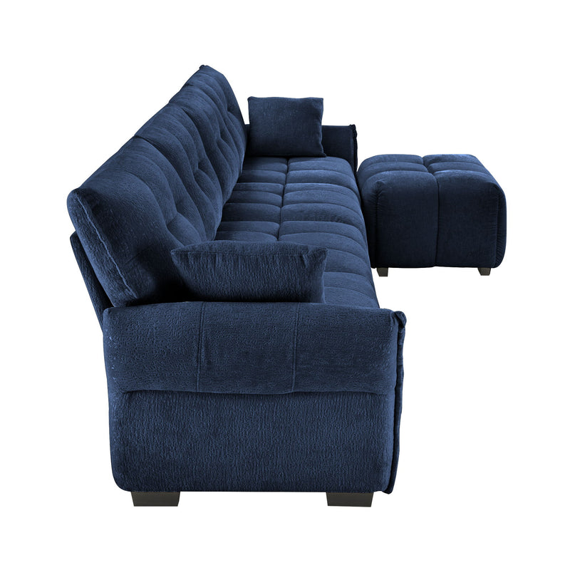 Sofa Set With Ottoman And Pillows, Textured, High Resilience Cushions