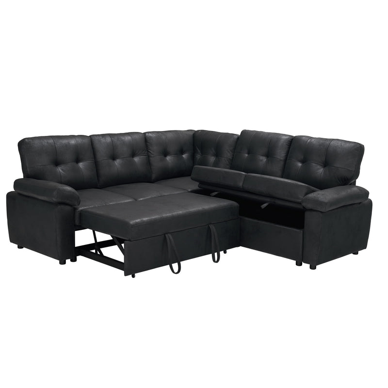 Convertible Sectional Sofa Bed With Pull Out Sleeper And Storage