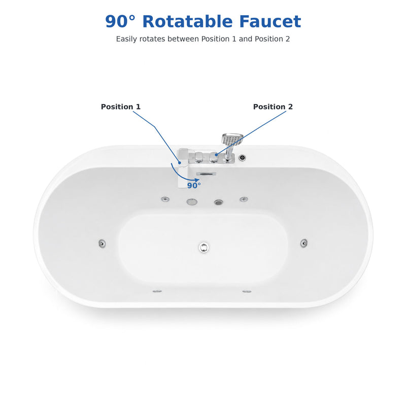 Xavier - Single Person AcrylicCorner Massage Bathtub, Featuring A Gfci Plug, Ul Certified Pump, Upc Certified Drain, And Swivel Faucet - Milk White