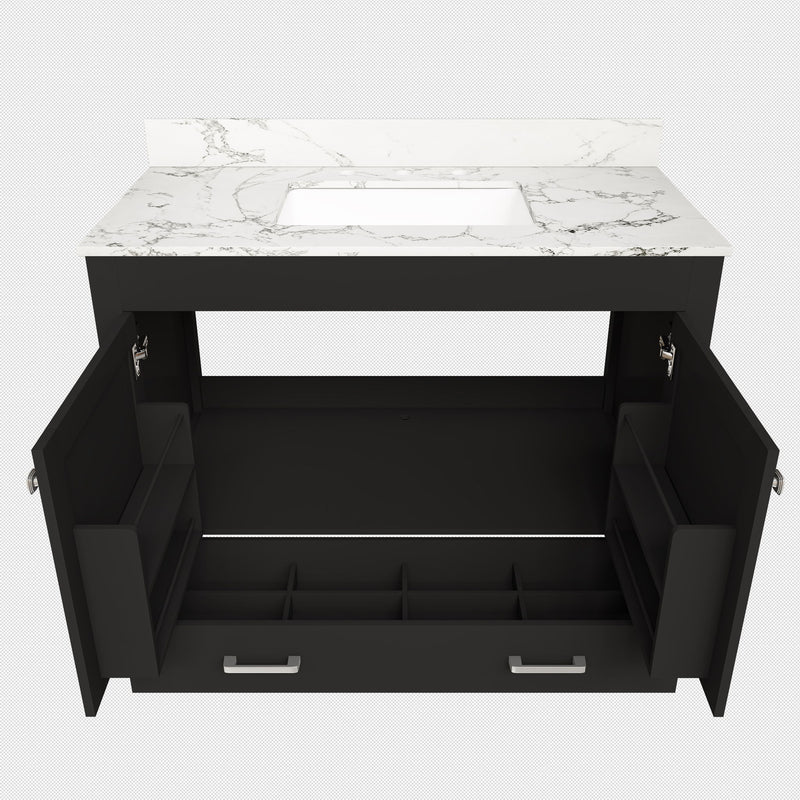 Bathroom Vanity Set, Soft Close Doors, 3 Faucet Holes, Sink Included - Black