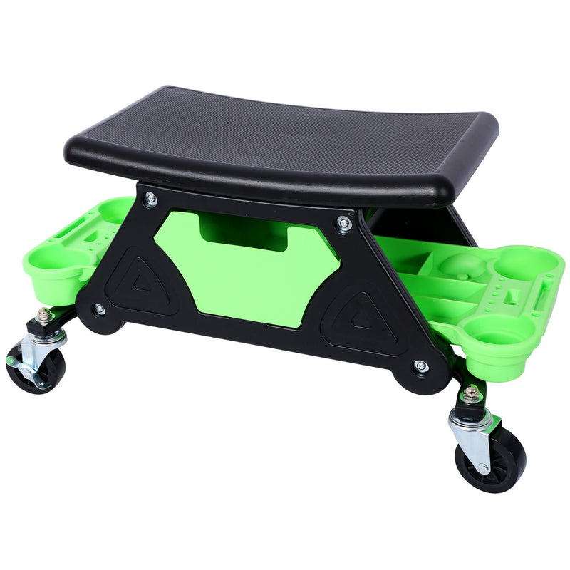 Heavy Duty Mechanic Stool With Tool Storage 300 Lbs Capacity Hdpe - Green