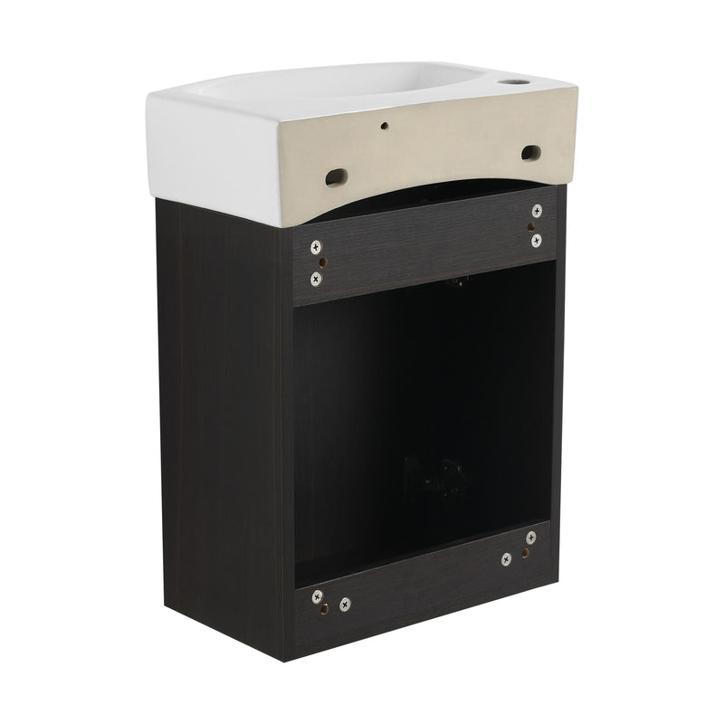 Modern Bathroom Vanity With Ceramic Basin, Wall Mounted Floating Sink Combo, Storage Cabinet