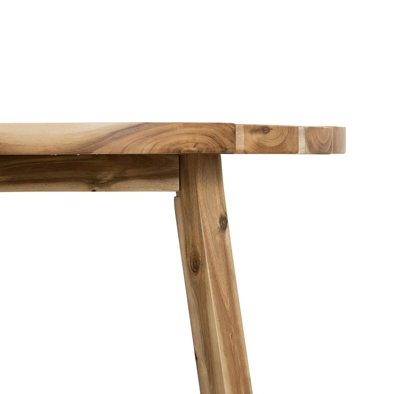 Round Dining Table, Solid Wood - Natural Wood / Brown