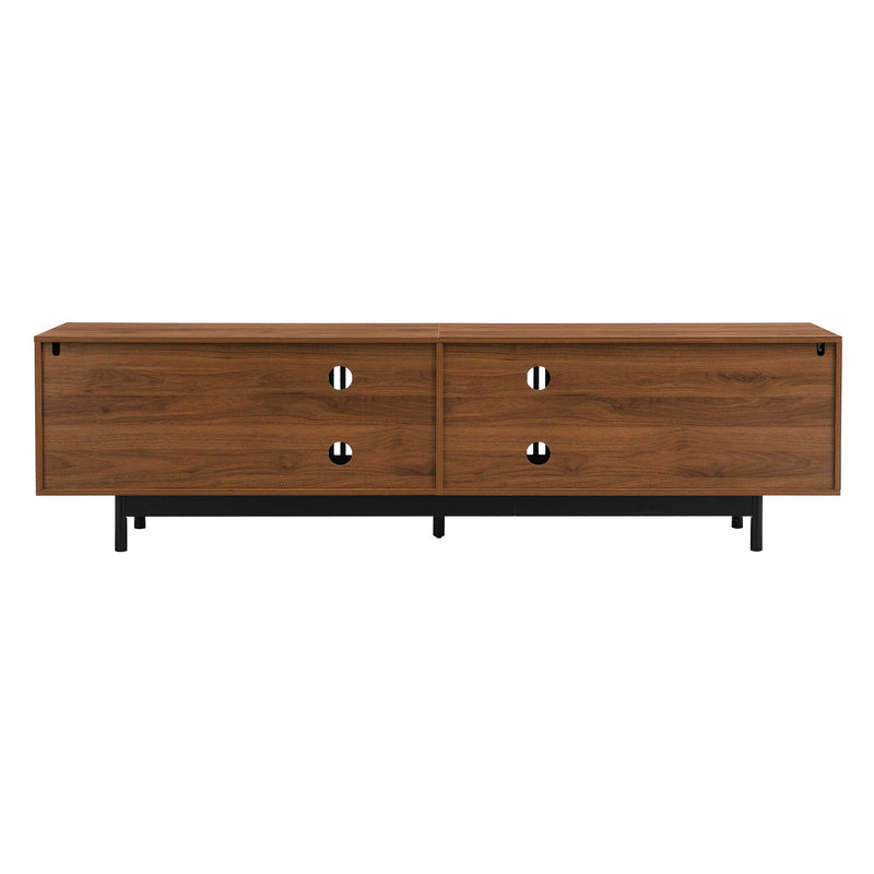 TV Stand, Media Console & Soft Closing Hinges, Adjustable Shelves, Slatted Doors - Walnut