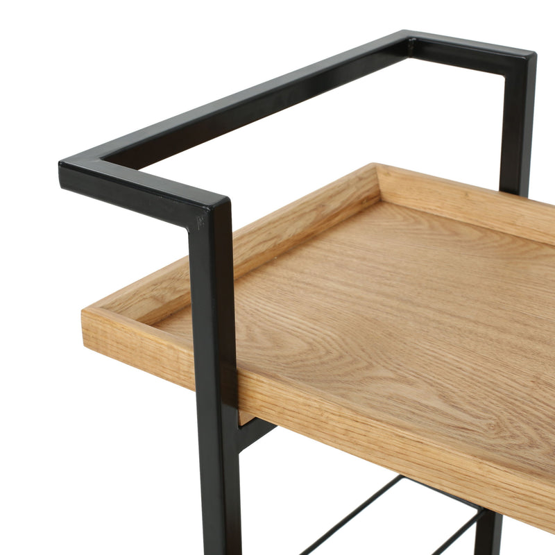 Modern Industrial Bar Cart With Shelving And Casters