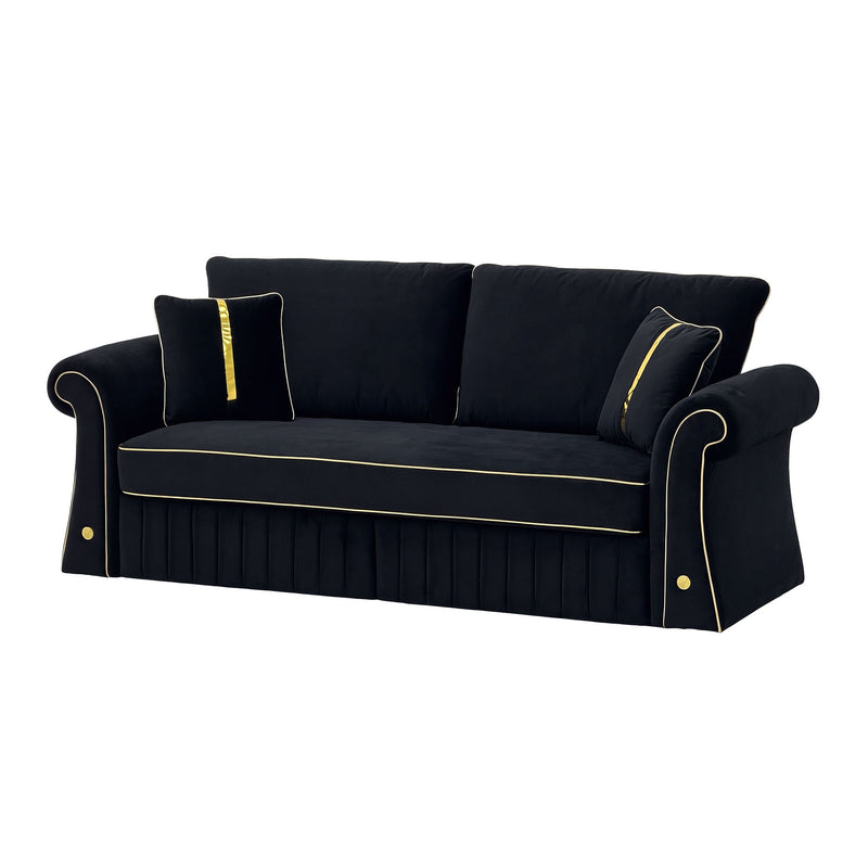 Sofa With Rolled Arms, 3 Seater Couch, Living Room Accent