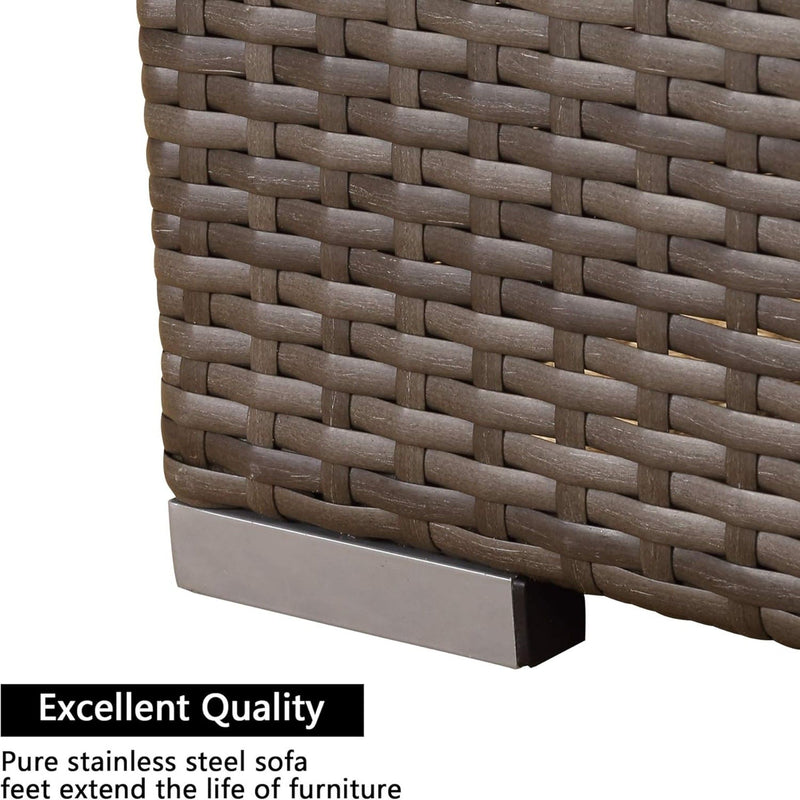 Armless Patio Sofa Set, With UV Resistant Frame And Waterproof Cushions - Blue / Brown