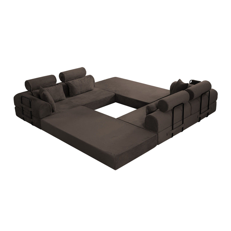 Modern L-Shape Modular Sectional Sofa, Compressed Design