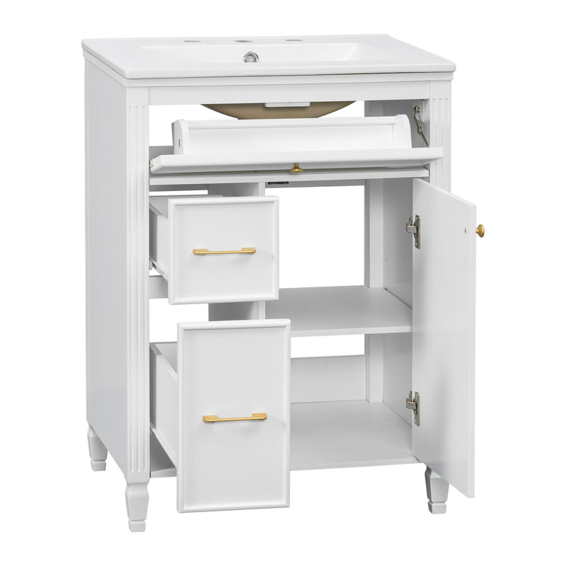 Freestanding Bathroom Vanity With Sink, Soft Close Door, Tip Out Drawer