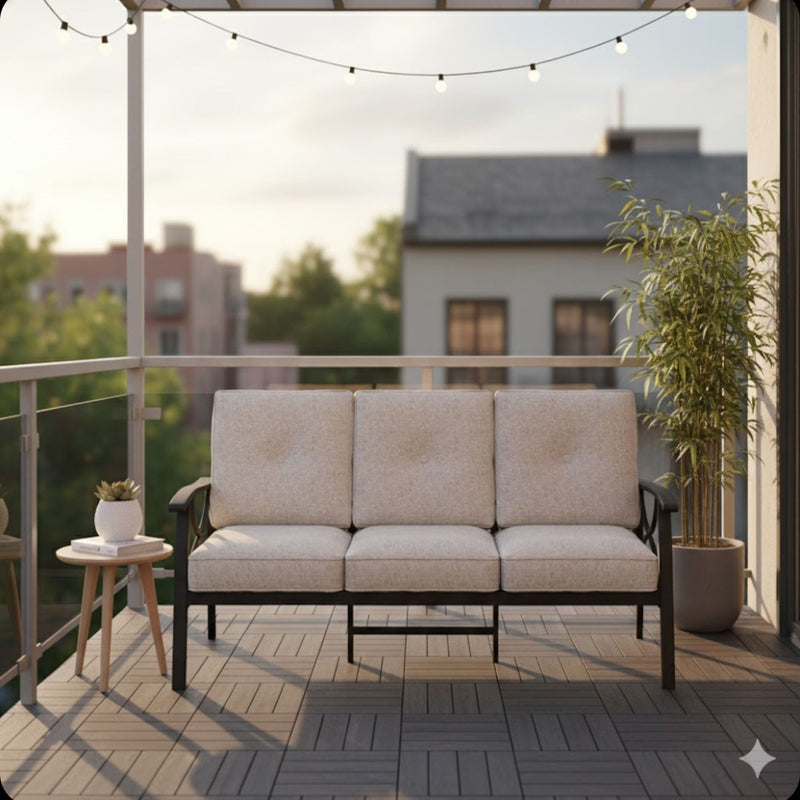 All-Weather 3 Seat Patio Sofa With Cushions