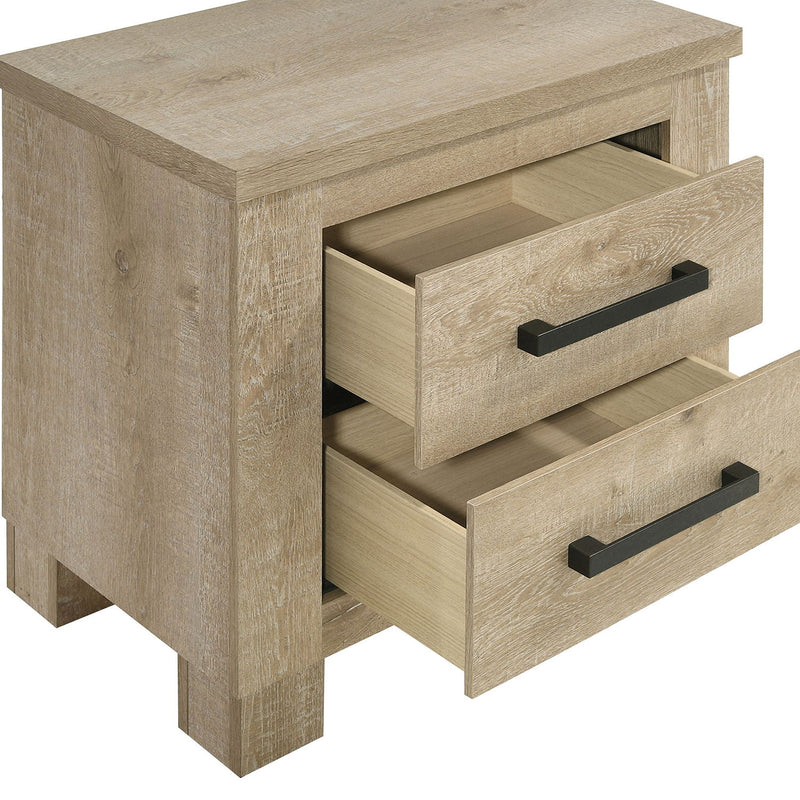 Sansome - 2 Drawer Nightstand Bedside Table - Oak