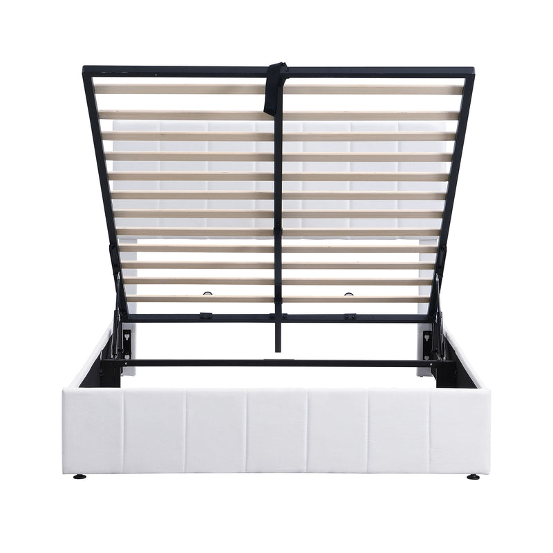 Elegant Upholstered Platform Bed With Hydraulic Storage System