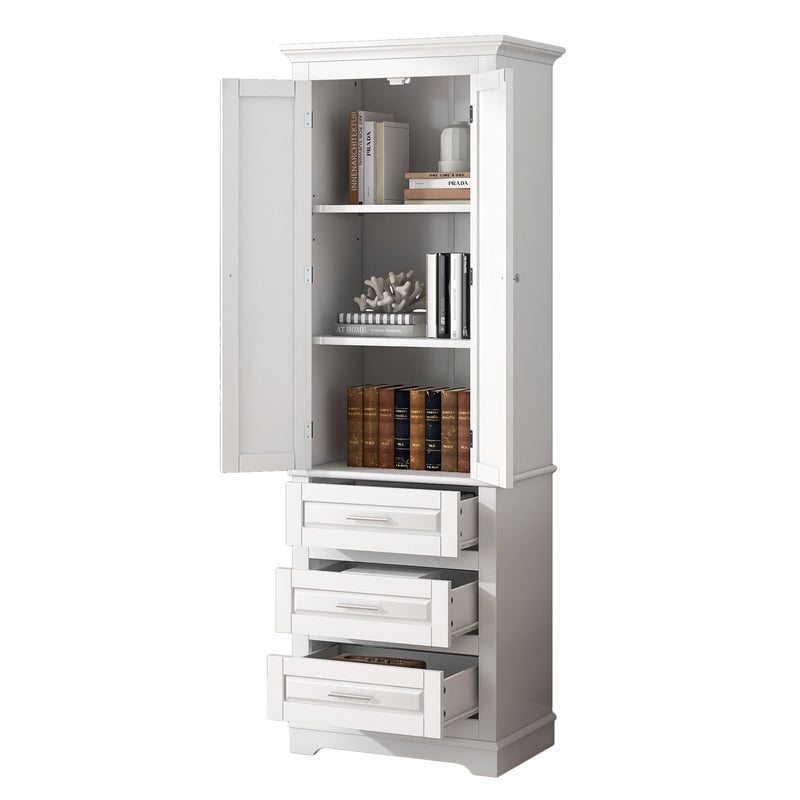 Tall Storage Cabinet With 3 Drawers For Bathroom