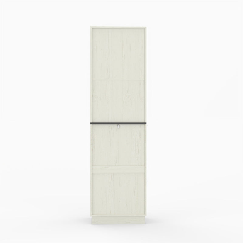 Tall Narrow Fluted Storage Cabinet With Trash Bin Compartment For Kitchen (Trash Can Not Included)