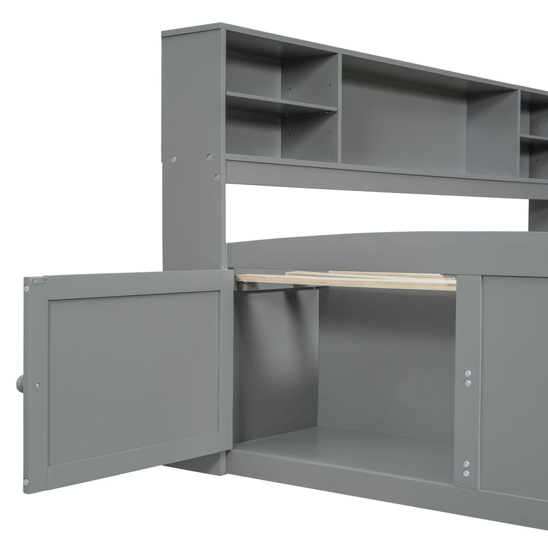 Daybed With 2 Bedside Cabinets, Upper Shelves And 4 Drawers