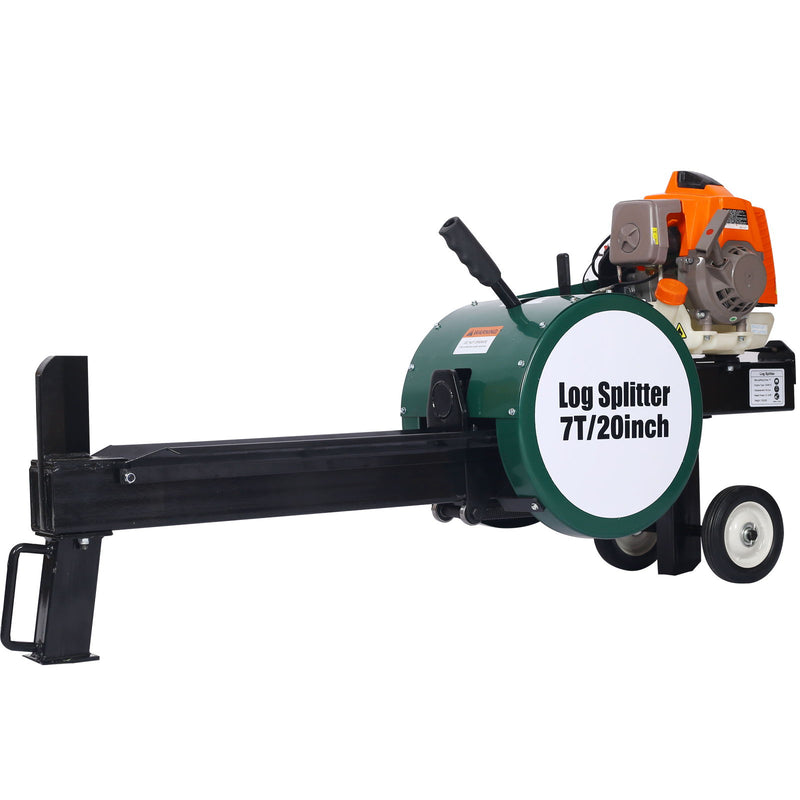 Portable Double Flywheel Electric Log Splitter 7 Ton Gas Log Splitter With Auto Return Steel - Gray