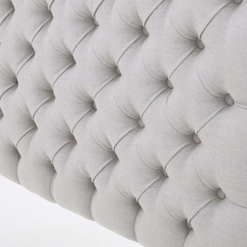 Queen Size Headboard With Button Tufting - Light Gray