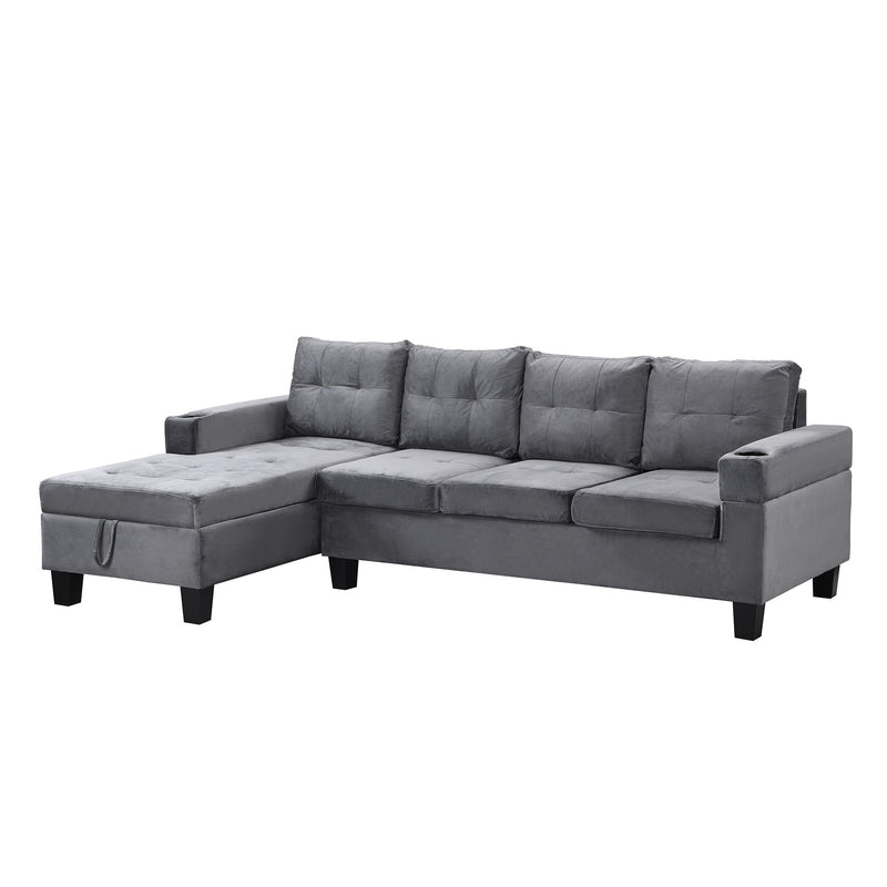 Modern Sectional Sofa Set With L Shape Chaise Lounge And Storage
