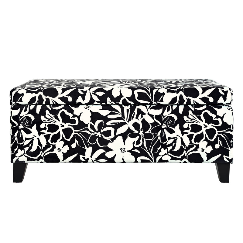 Luxury Storage Ottoman With Floral Patterned Fabric, Soft-Close Hinges, Multi Functional