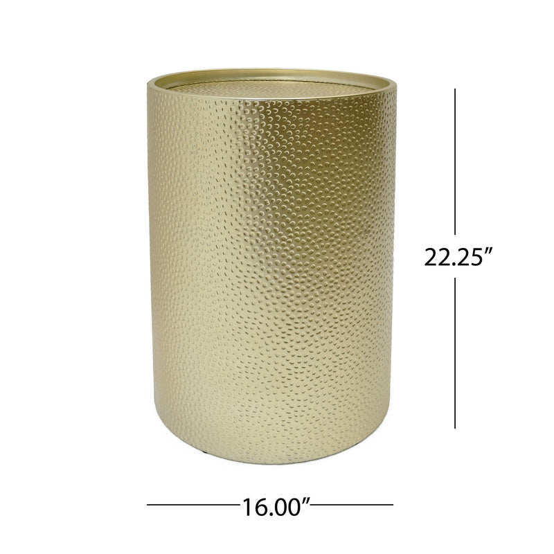 Modern Round Accent Table With Hammered Surface