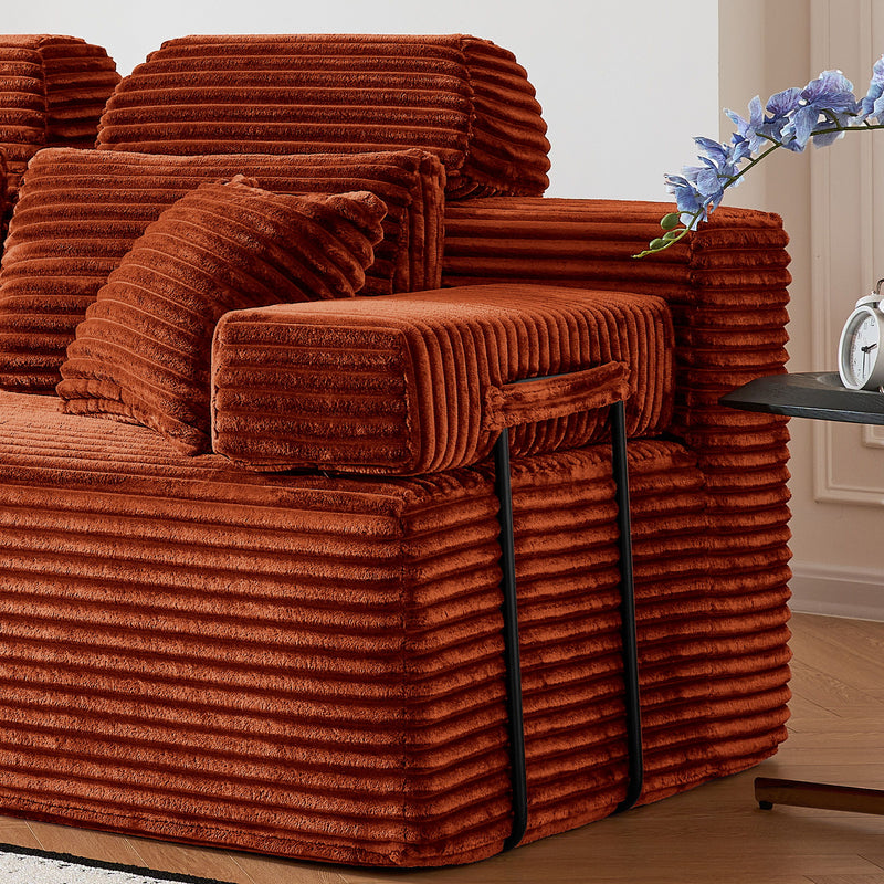 Sectional Sleeper Sofa & Storage Pockets, Modular Couch With Throw Pillows For Living Room