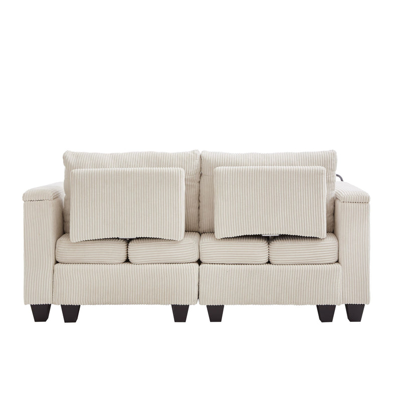 Convertible Chaise Lounge Sofa Chair With USB Ports, Cup Holders, Phone Holder And Storage