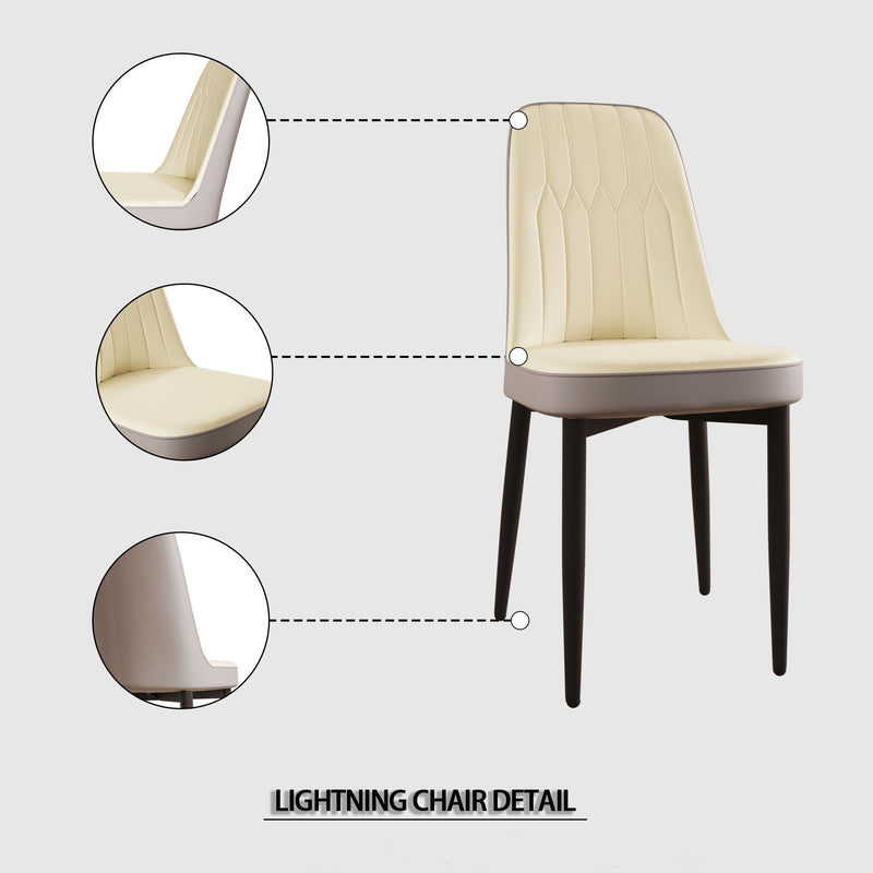Modern Dining Chair With Cushions And Metal Legs