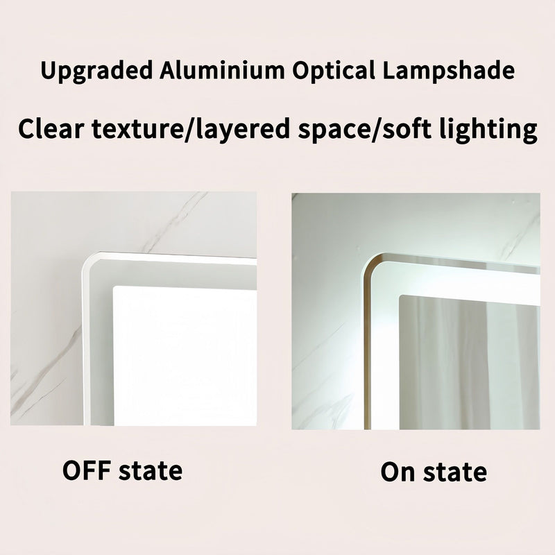LED Bathroom Mirror Vanity Mirrors With Front Lights Wall Mounted Anti-Fog Frameless Make Up Mirror With Light Copper Free Silver Mirror Horizontal Or Vertical - Silver