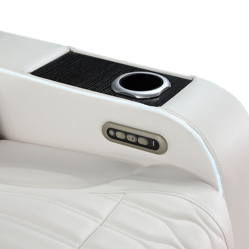 Electra - Power Reclining Loveseat With Power Headrests, Console, Speakers, Massage, LED Lighting And USB Control