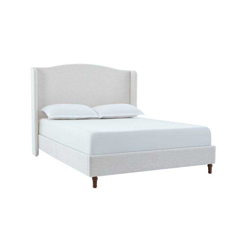 Minimalist Designs Upholstered Wingback Bed With Tall Headboard