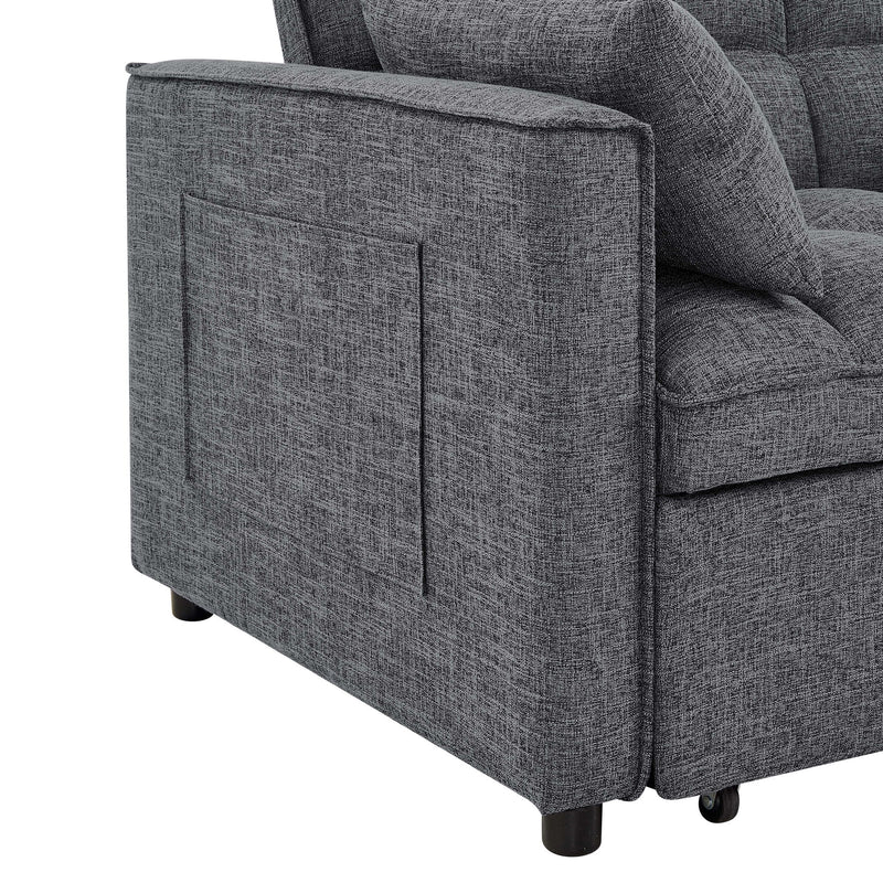 Sienna - Tufted Convertible Sleeper Sofa With Chaise - Gray