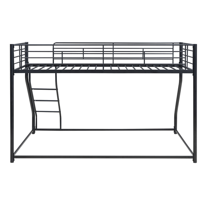 Metal Floor Bunk Bed With Sloped Ladder, Space Saving Design