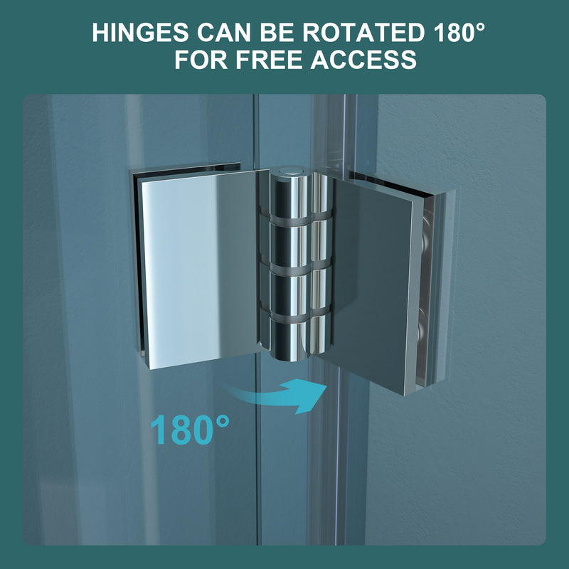 Frameless Bi Fold Shower Door With Tempered Glass - Chrome