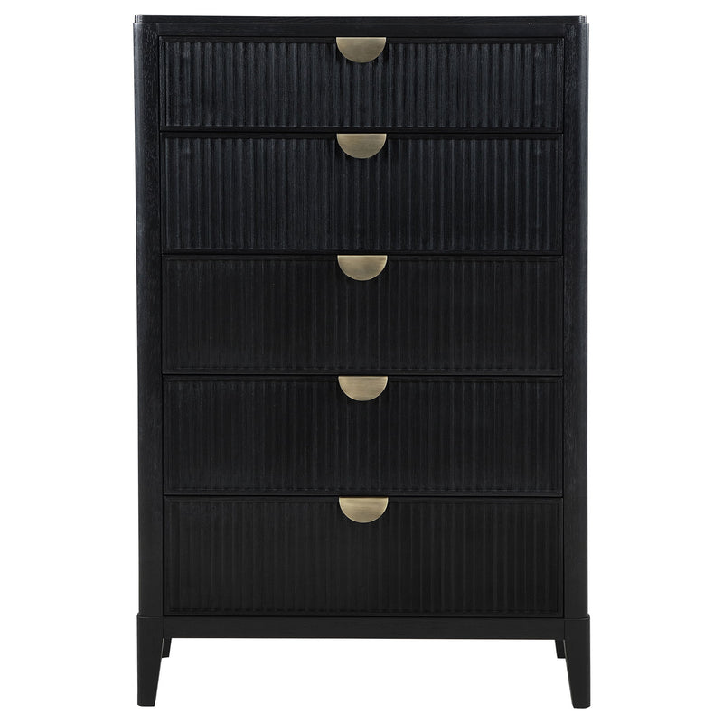 Mason - 5 Drawer Chest With Fluted Design - Black